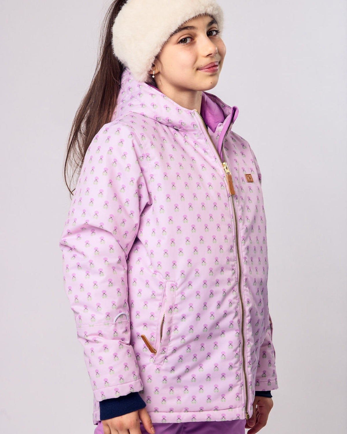 Kids Winter Coat in Pink Marigold