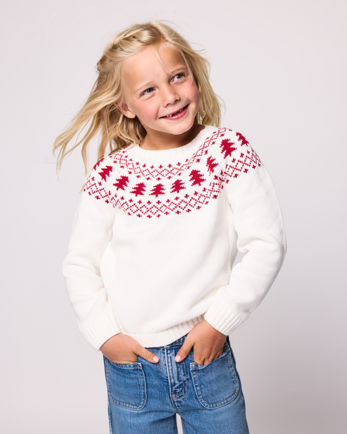 Kids Winter White Fair Isle Sweater
