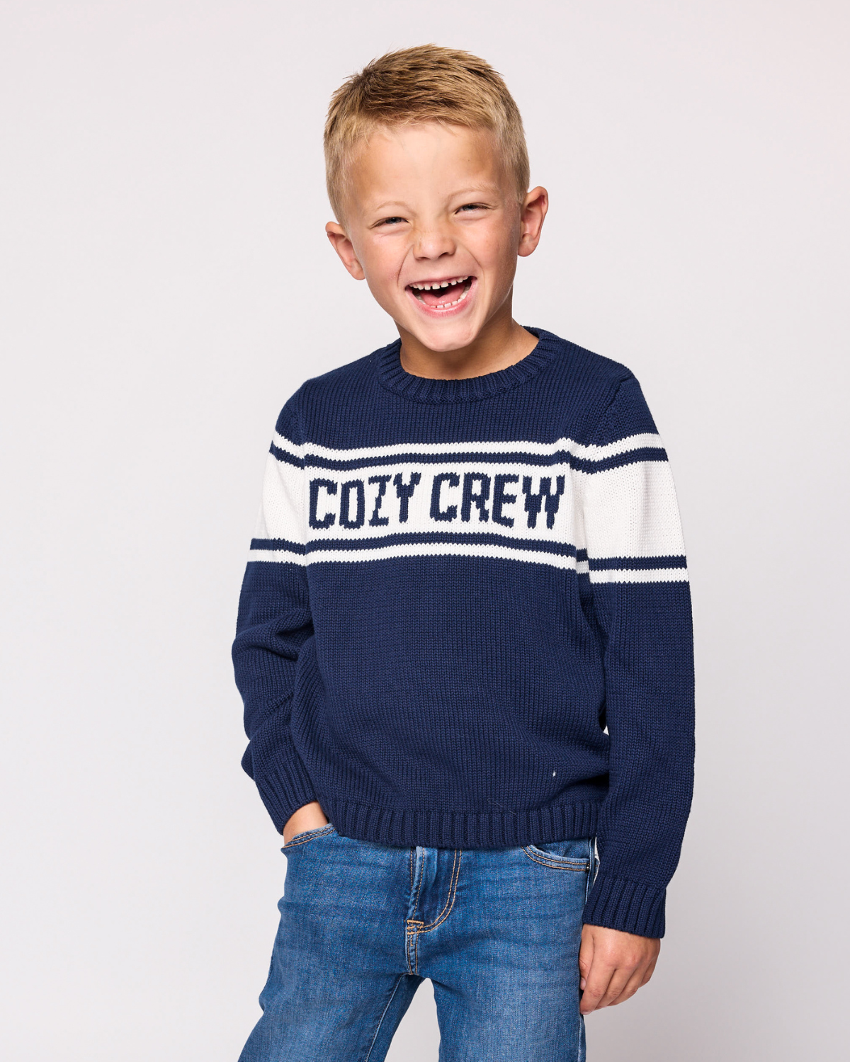 Kids Navy Cozy Crew Sweater