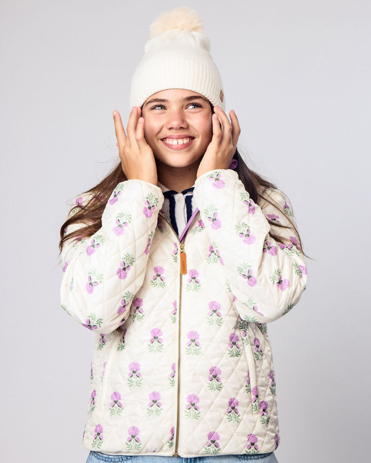 Kids Puffer Jacket in Winter White Marigold