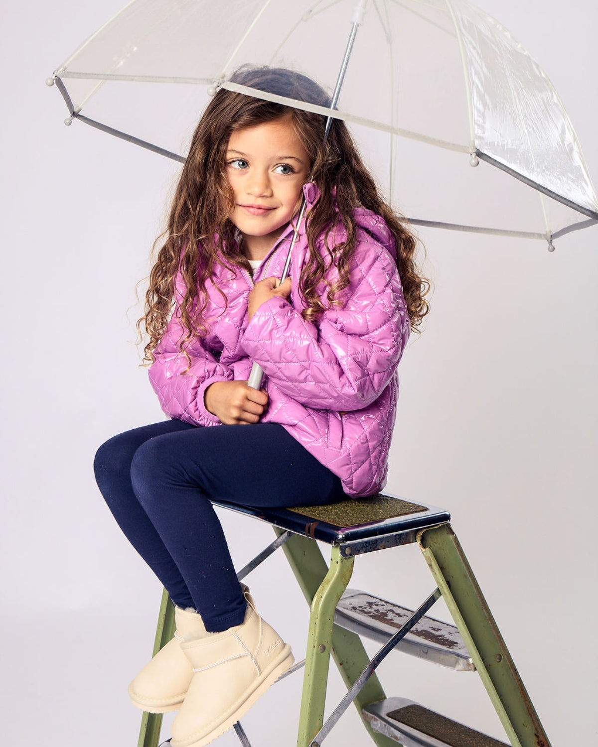 Kids Puffer Jacket in Hi-Gloss Pink Lavender