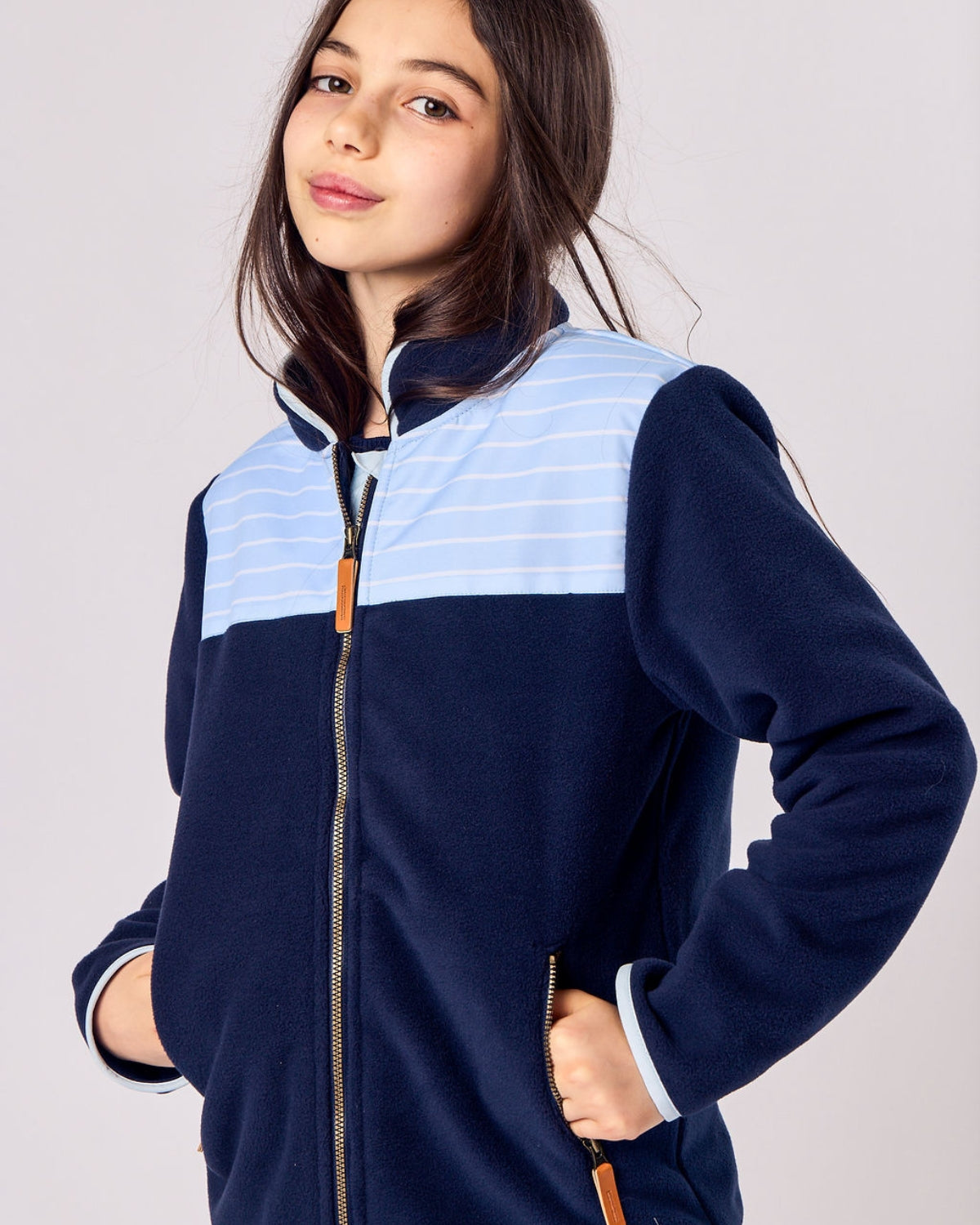 Kids Fleece Jacket in Navy Blue
