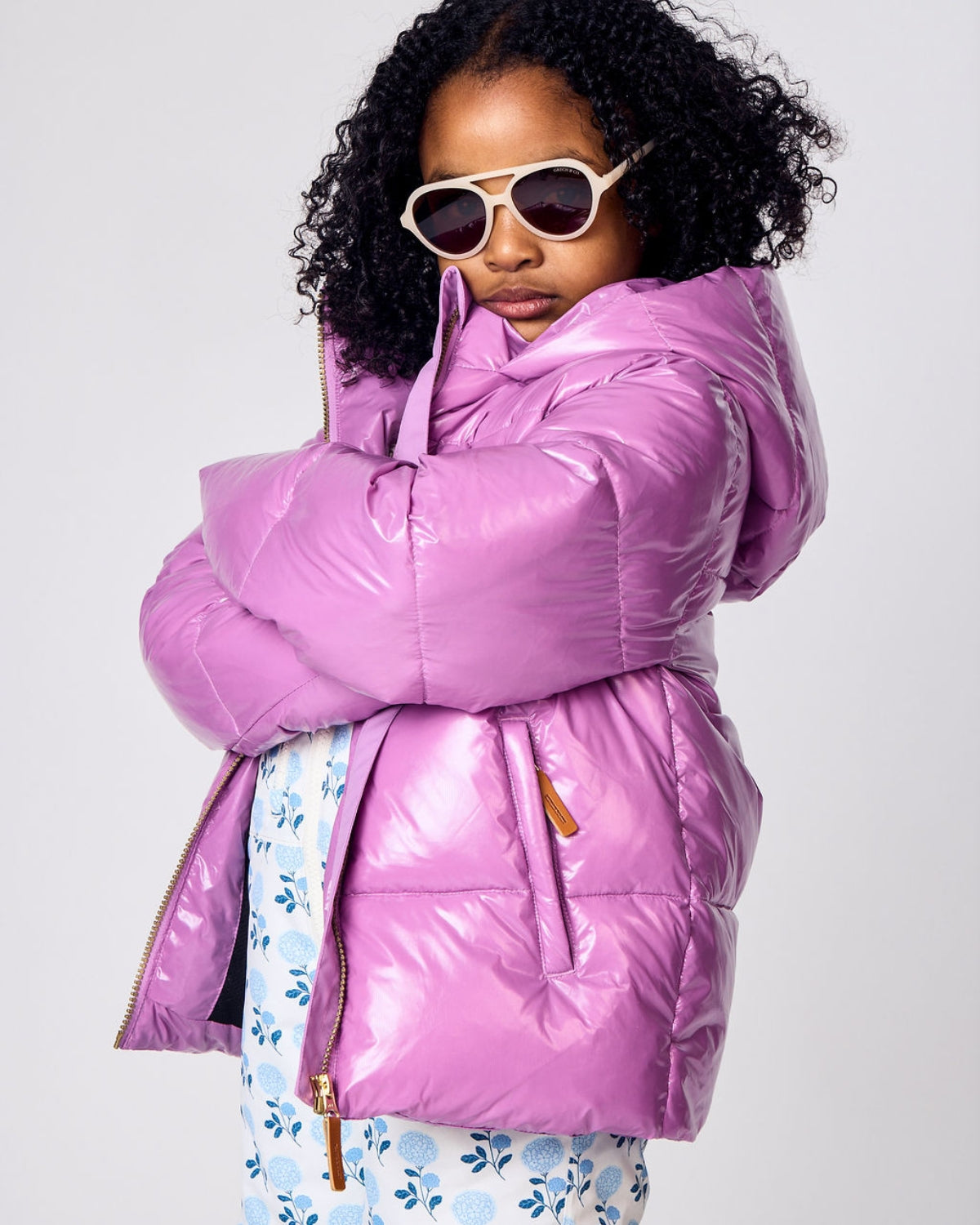 Kids Ultra Puff Coat in Hi-Gloss Pink Lavender