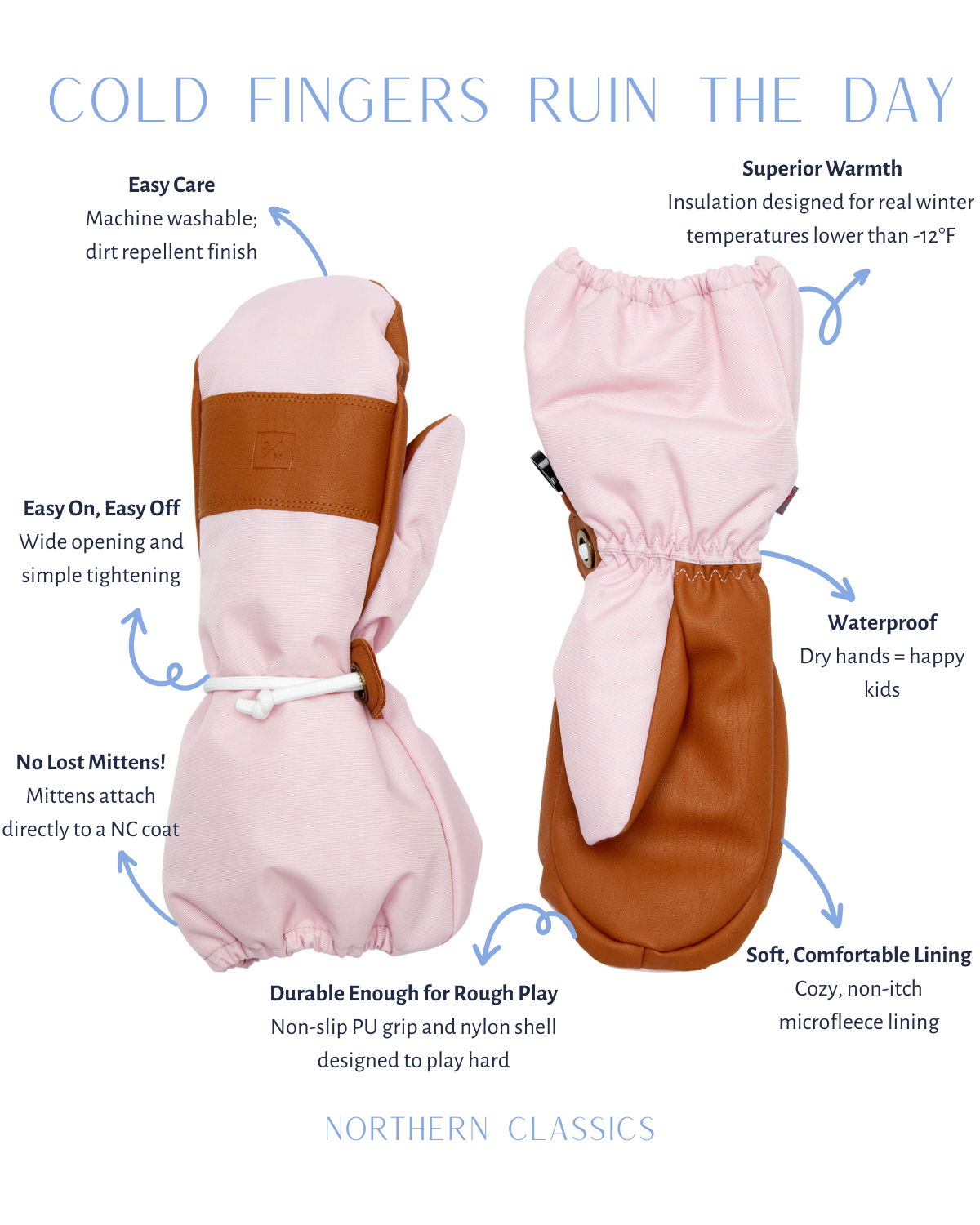 Kids Ballerina Pink Waterproof Ski Mitten