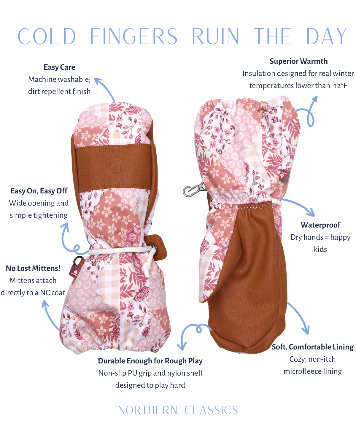 Kids Patchwork Waterproof Ski Mitten