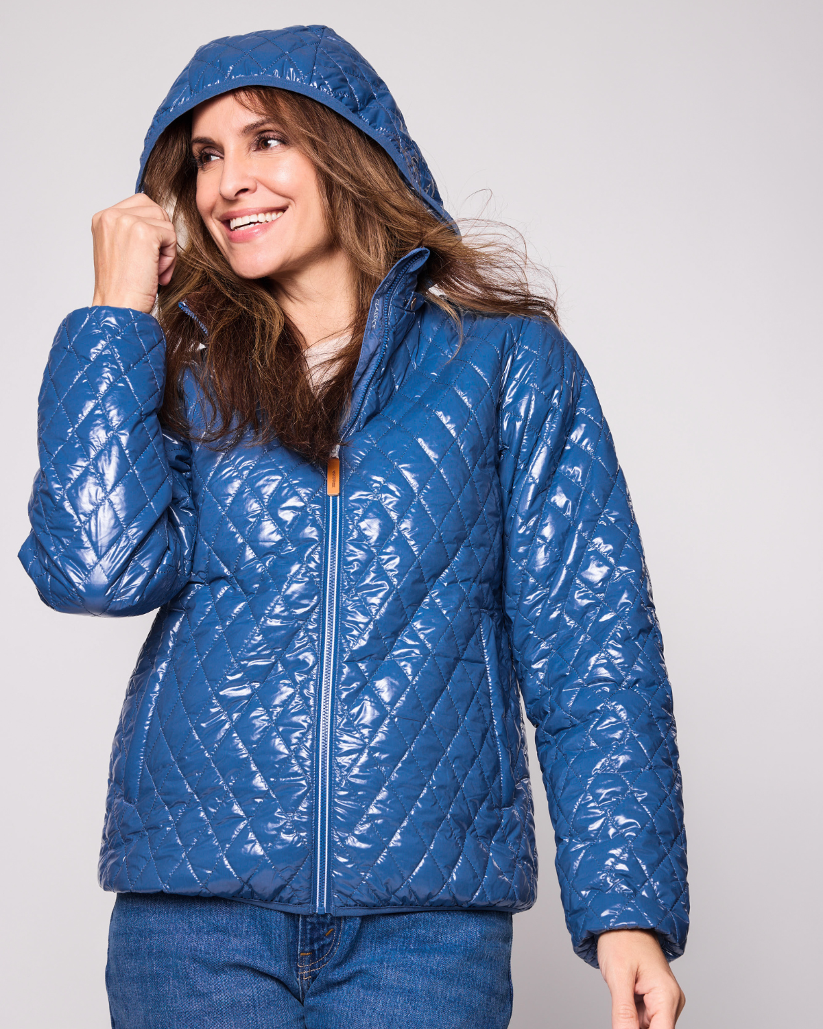 Women's Hi-Gloss Mountain Blue Quilted Puffer Jacket