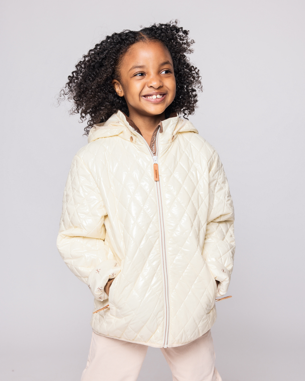 Kids Hi-Gloss Winter White Puffer Jacket