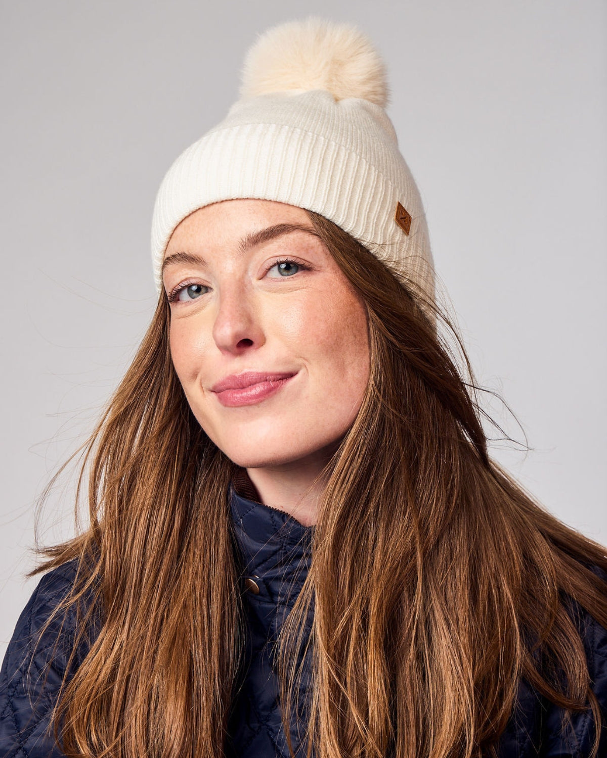 Knit Pom Hat in Winter White