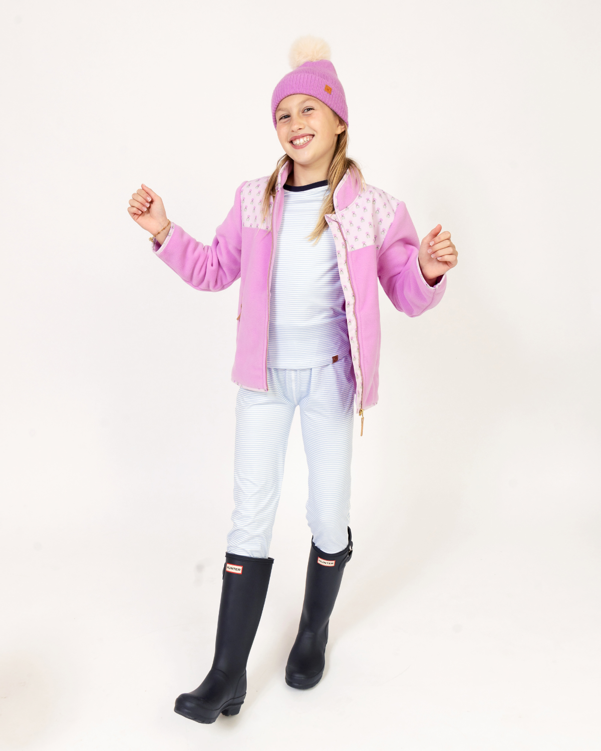 Kids Base Layer Set in Sky Blue Stripes