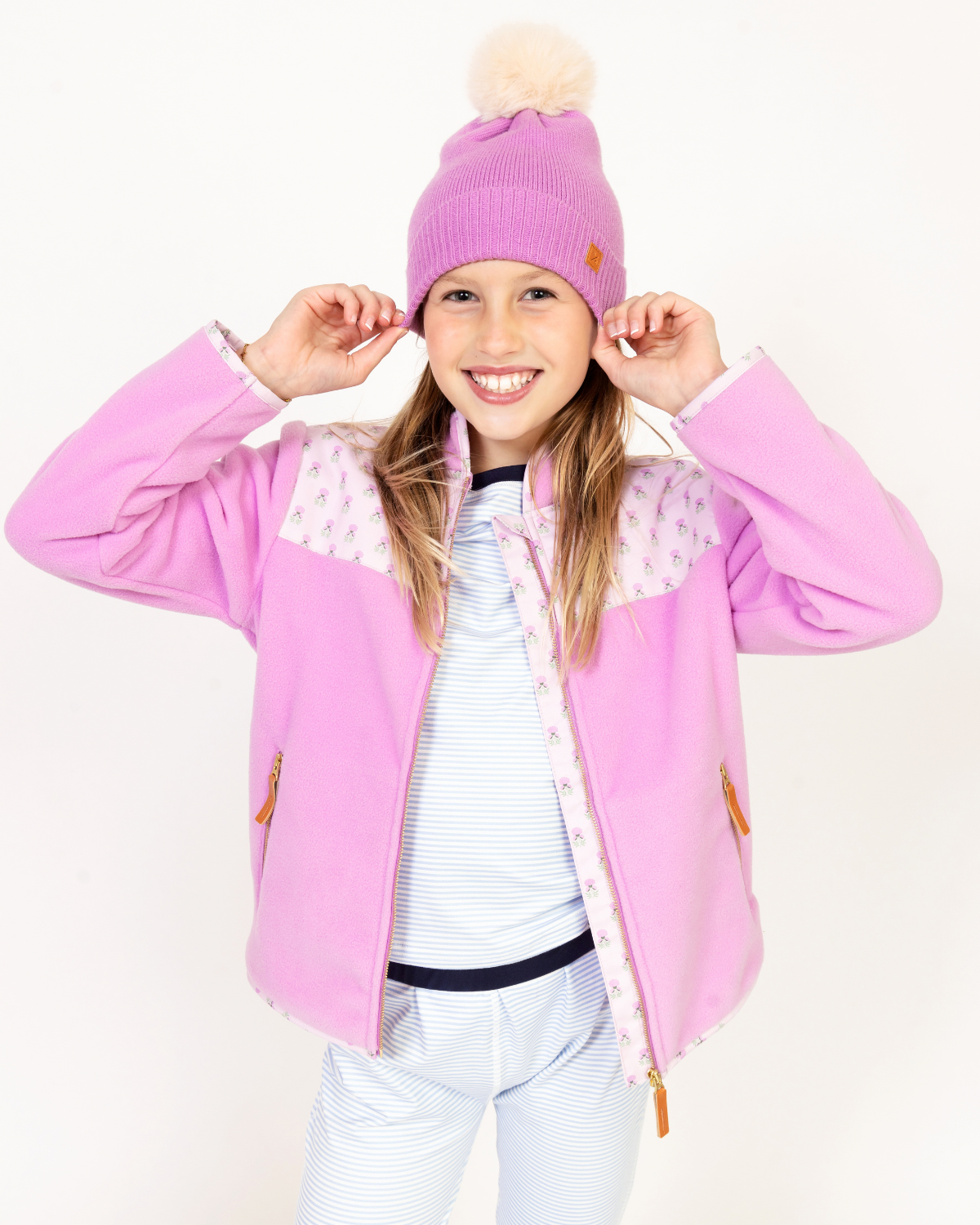 Kids Base Layer Set in Sky Blue Stripes