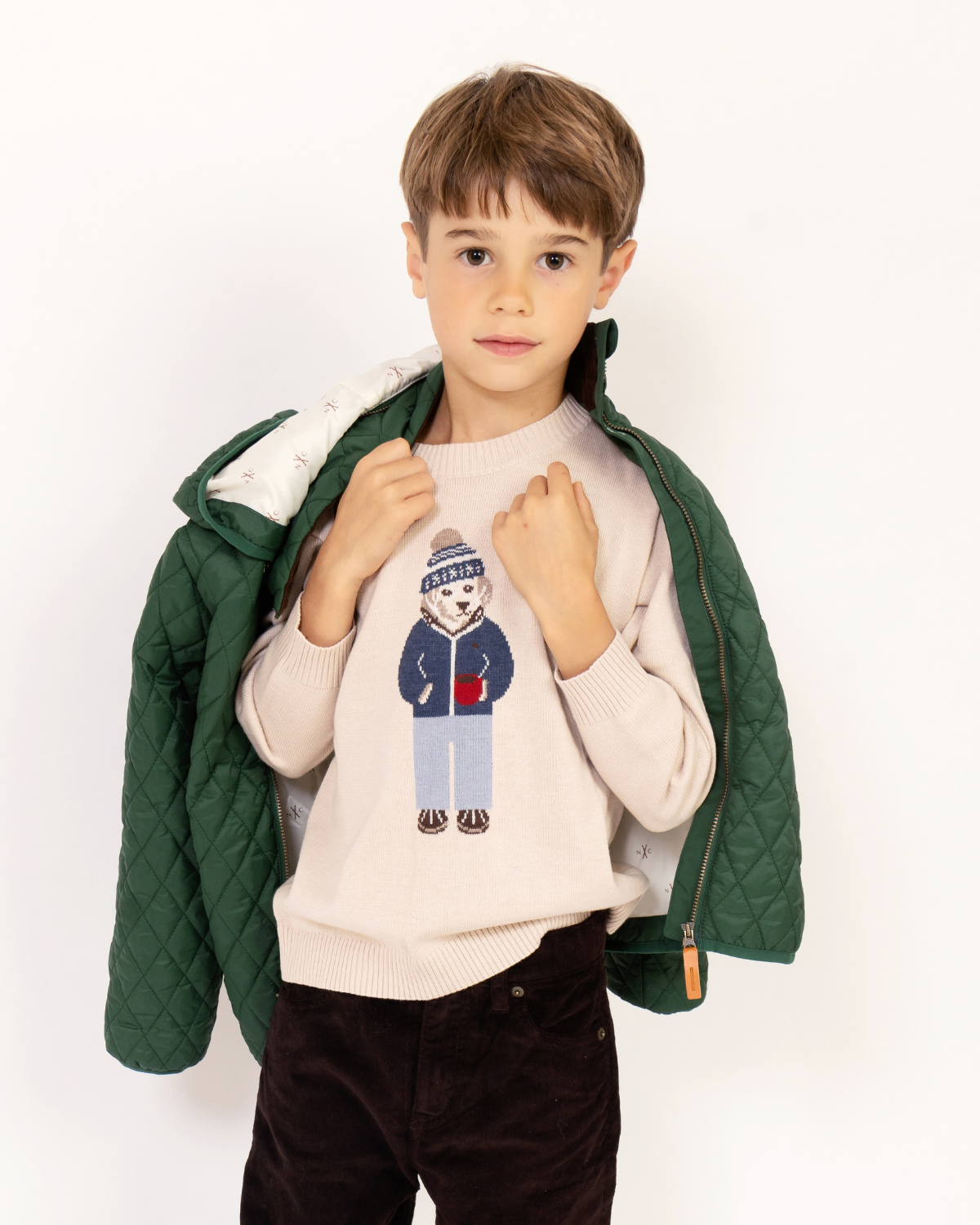 Kids Winter Pup Sweater in Beige