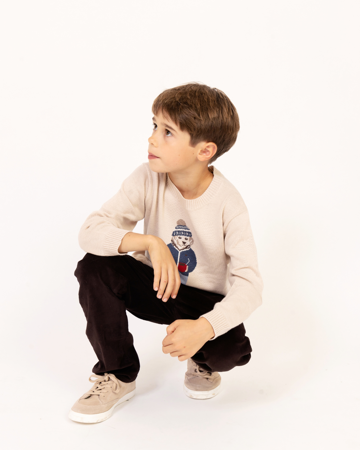 Kids Winter Pup Sweater in Beige