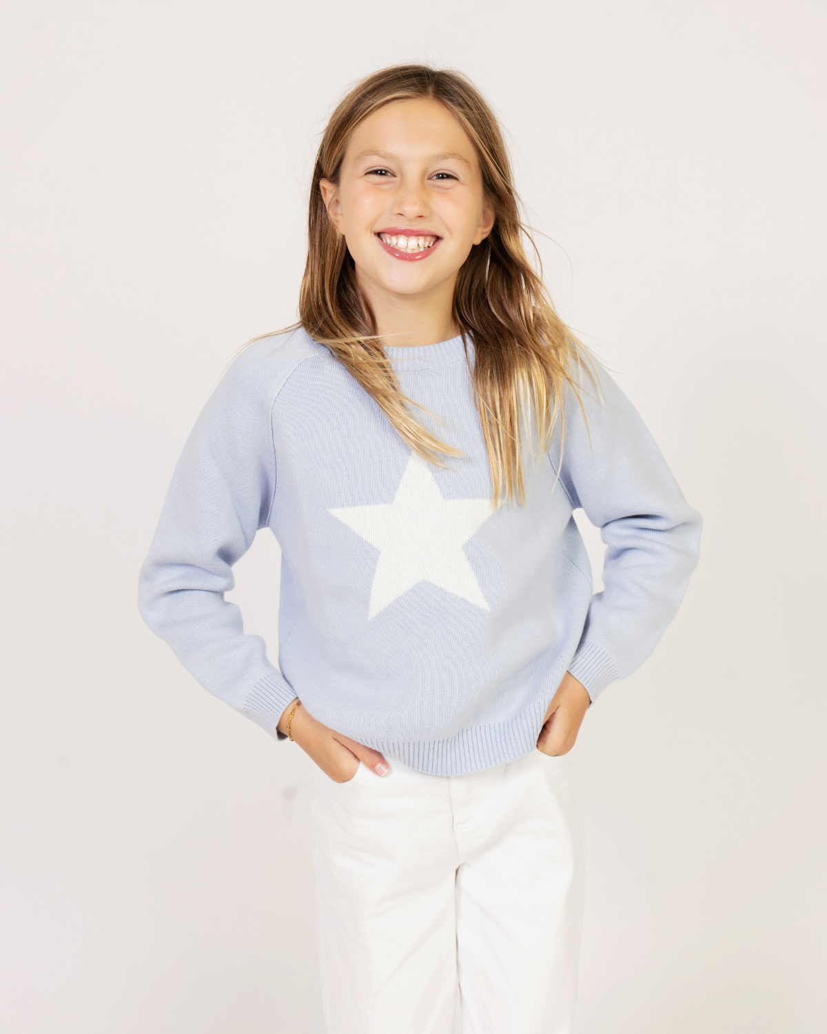 Kids Après Star Sweater in Light Blue