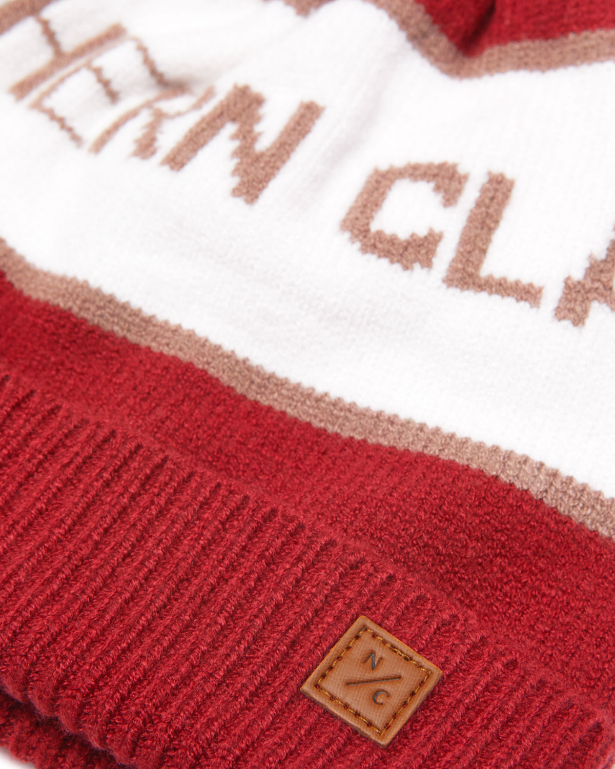 Northern Classics Knit Pom Hat in Heritage Red and Winter White