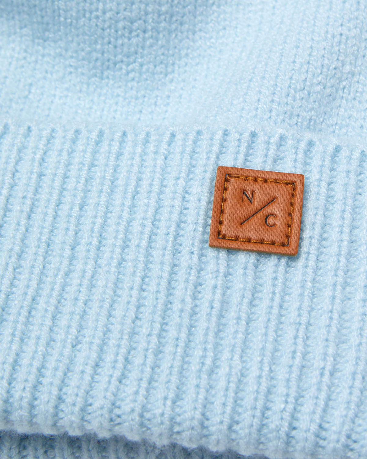 Cloud Blue Knit Winter Hat with Knit Pom