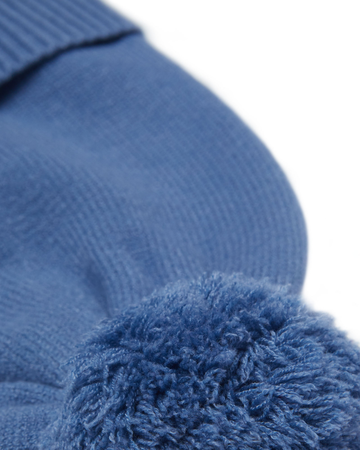 Mountain Blue Knit Winter Hat with Knit Pom