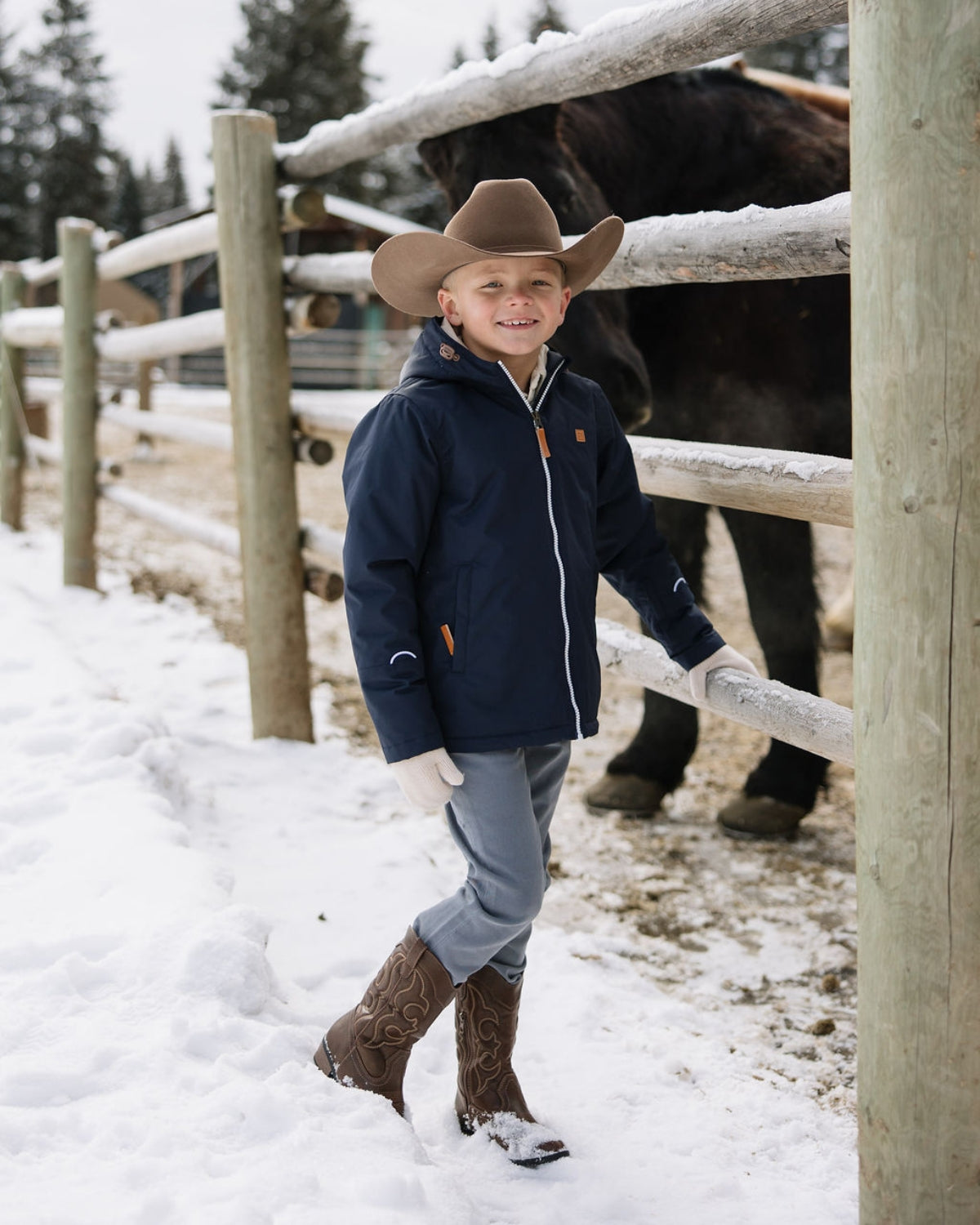 Kids Winter Coat in Navy Blue