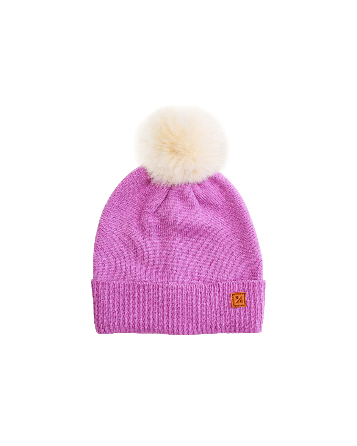 Knit Pom Hat in Pink Lavender