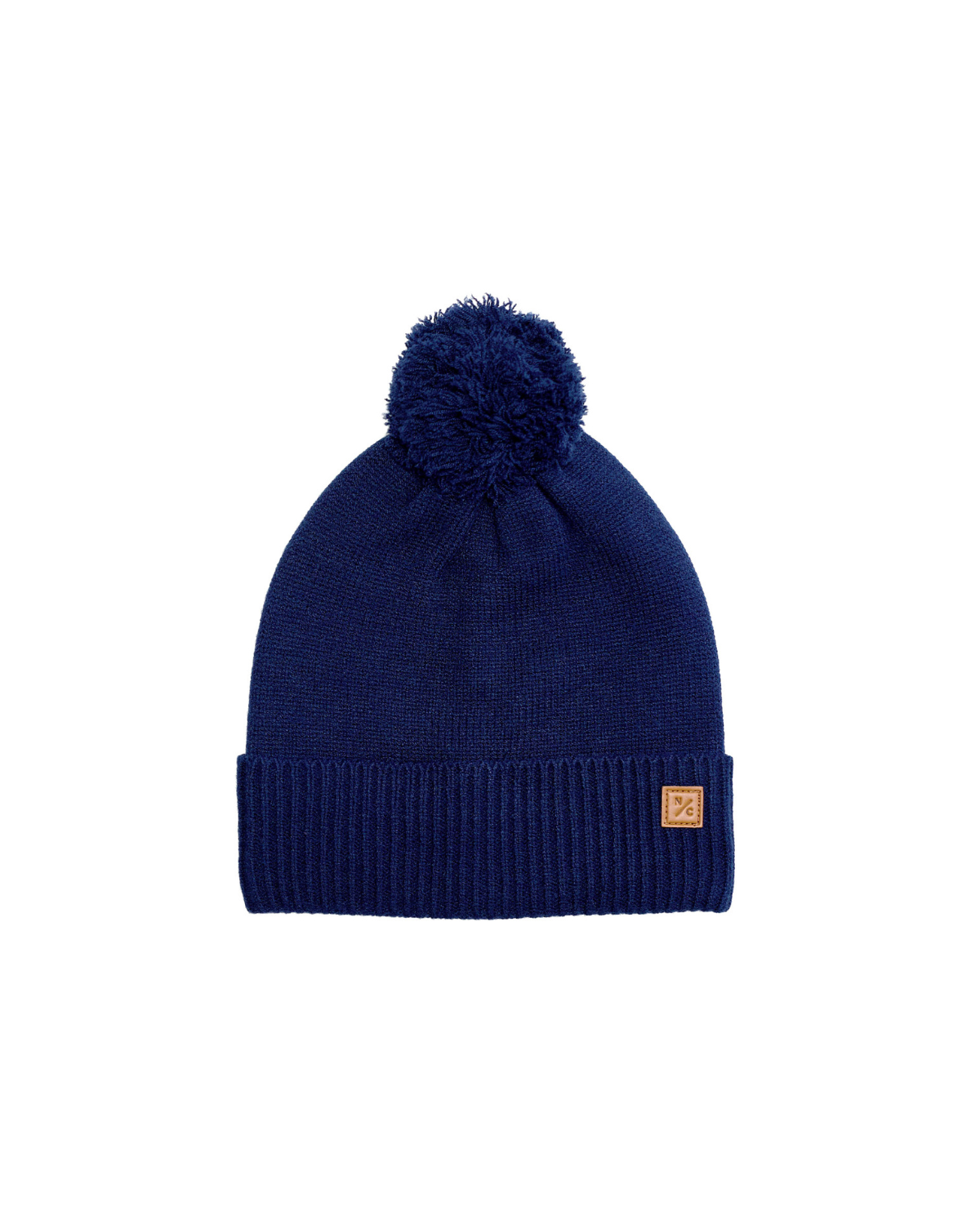 Knit Pom Hat in Navy Blue