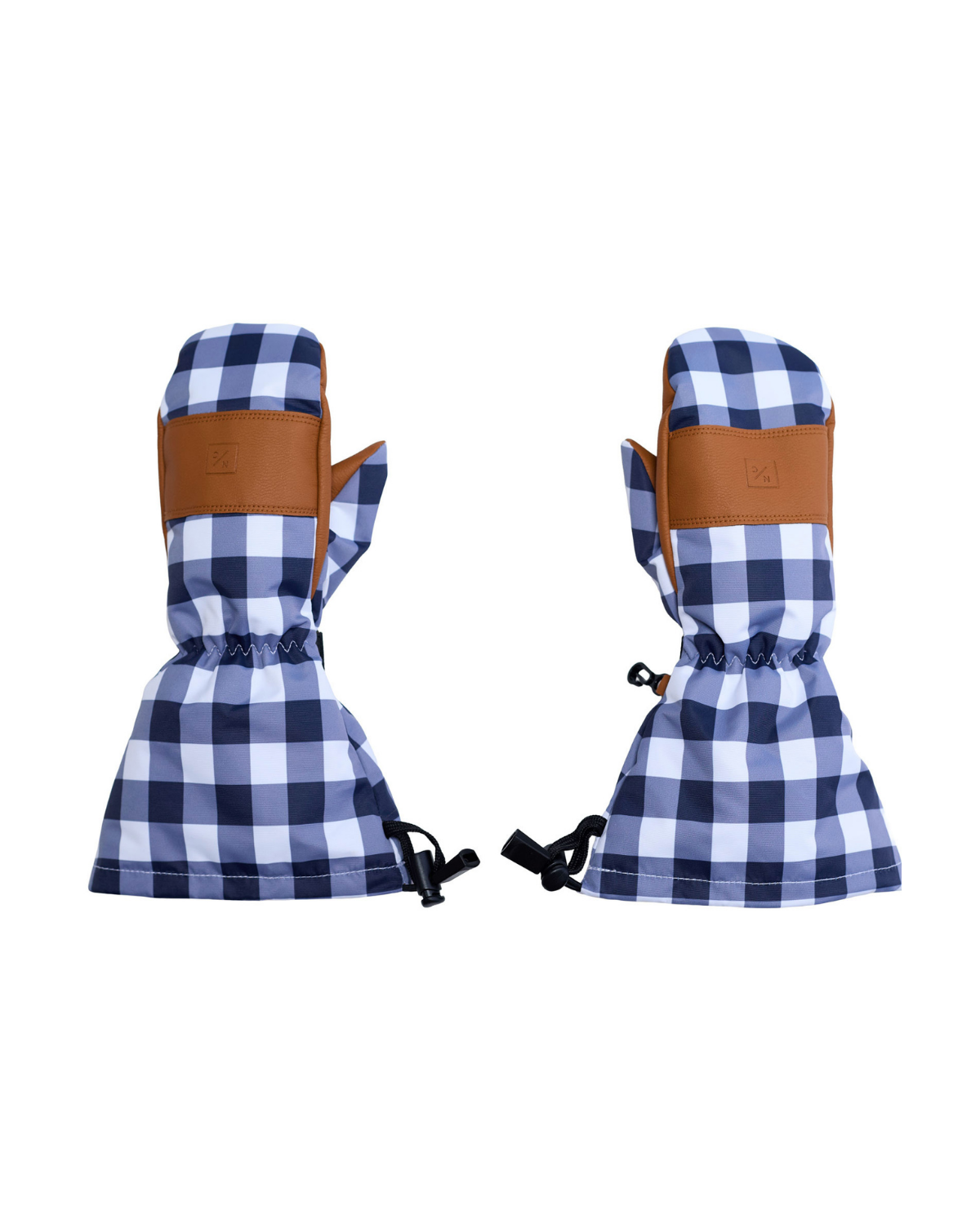 Women's Waterproof Ski Mitten in Navy Gingham