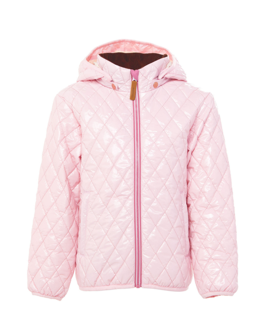 Kids Shiny Ballerina Pink Quilted Puffer Jacket