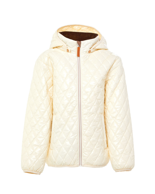 Kids Shiny Winter White Quilted Puffer Jacket