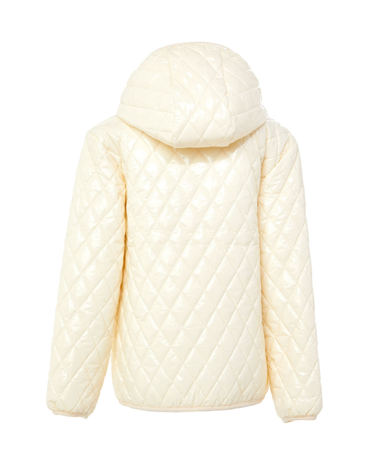 Kids Shiny Winter White Quilted Puffer Jacket