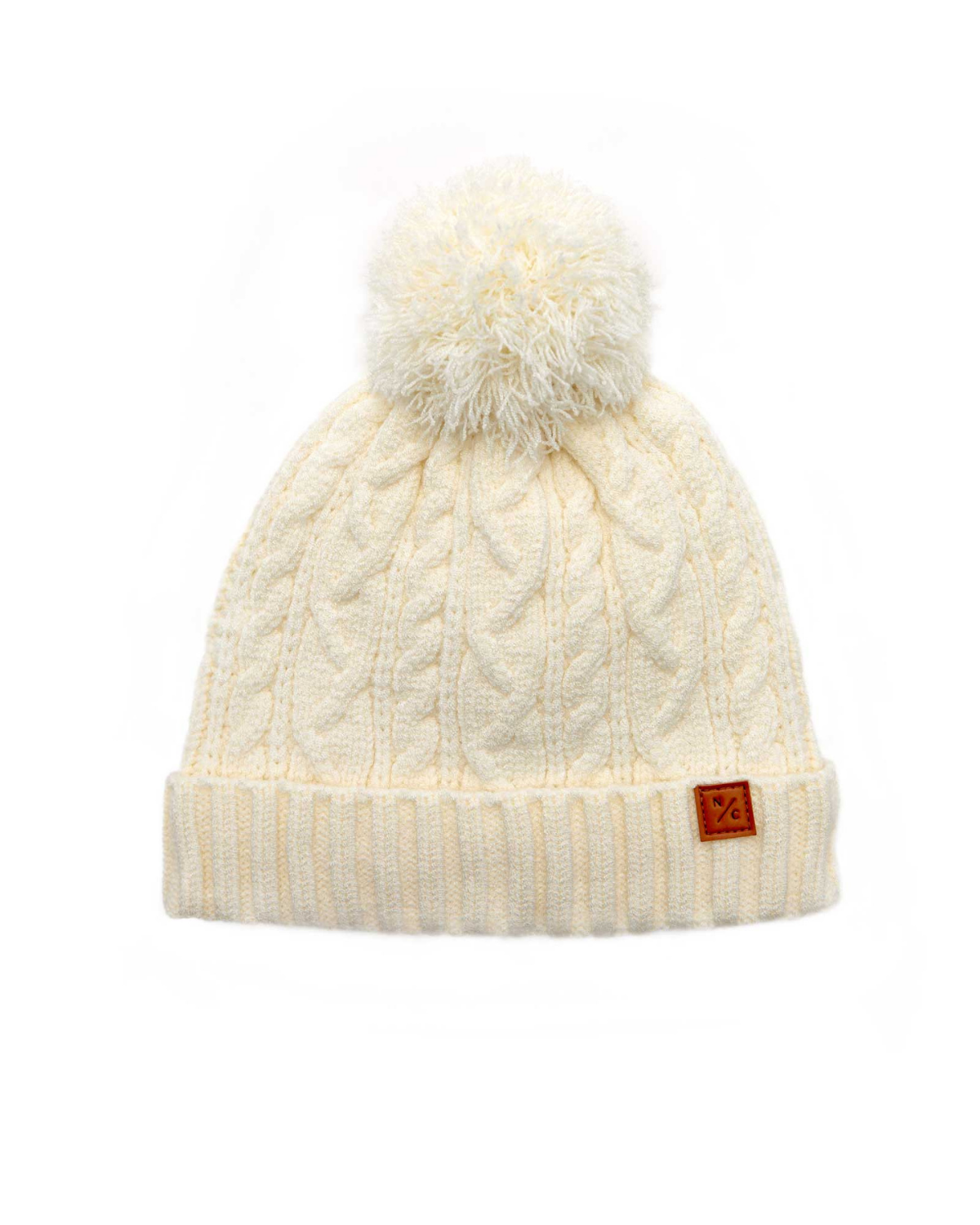 Classic Cable Knit Pom Pom Hat in Winter White