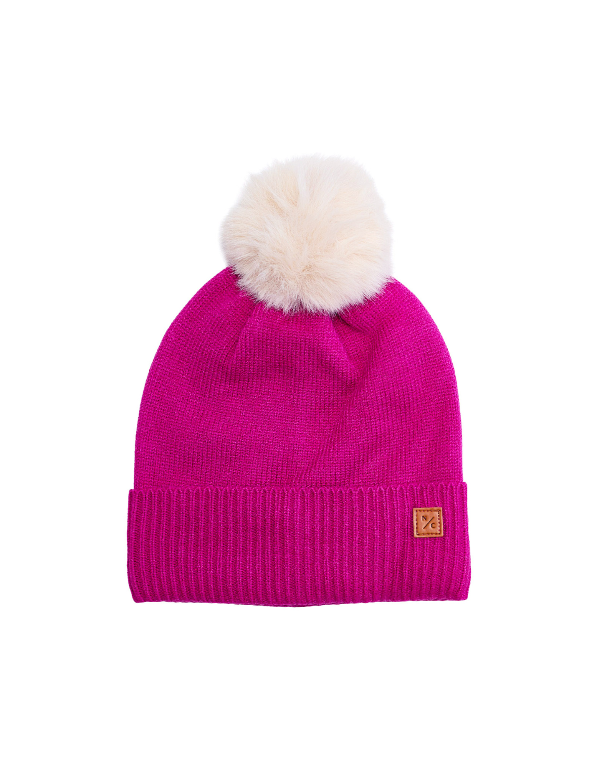 Knit Pom Hat in Hot Pink