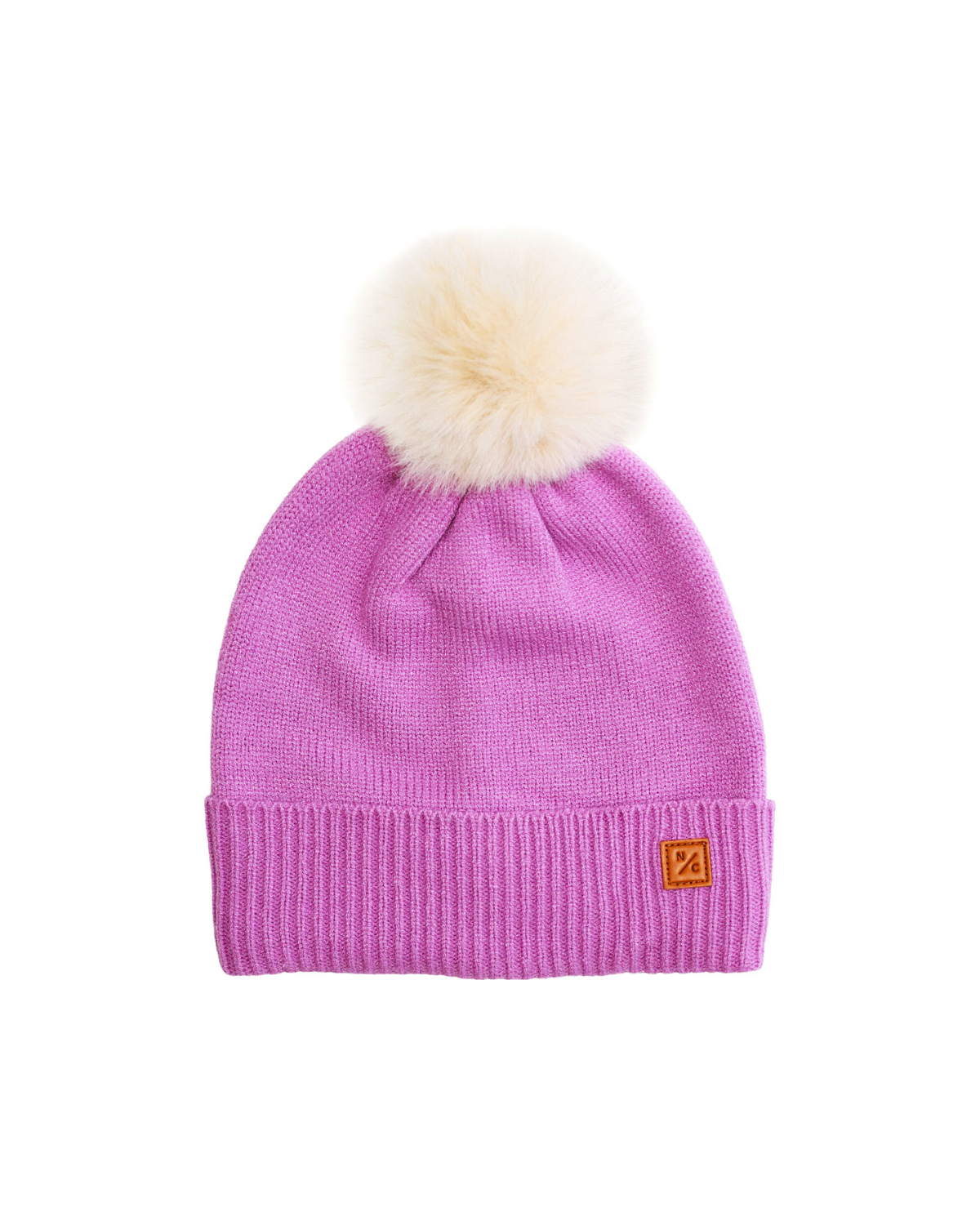 Knit Pom Hat in Pink Lavender