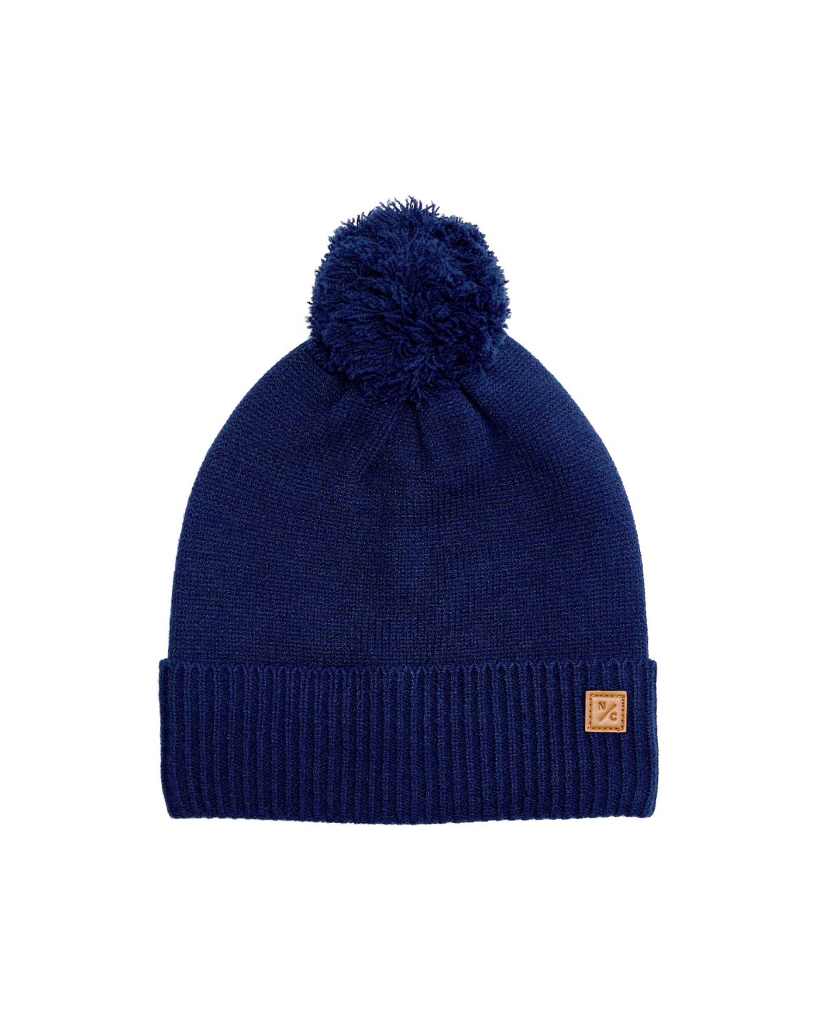 Knit Pom Hat in Navy Blue