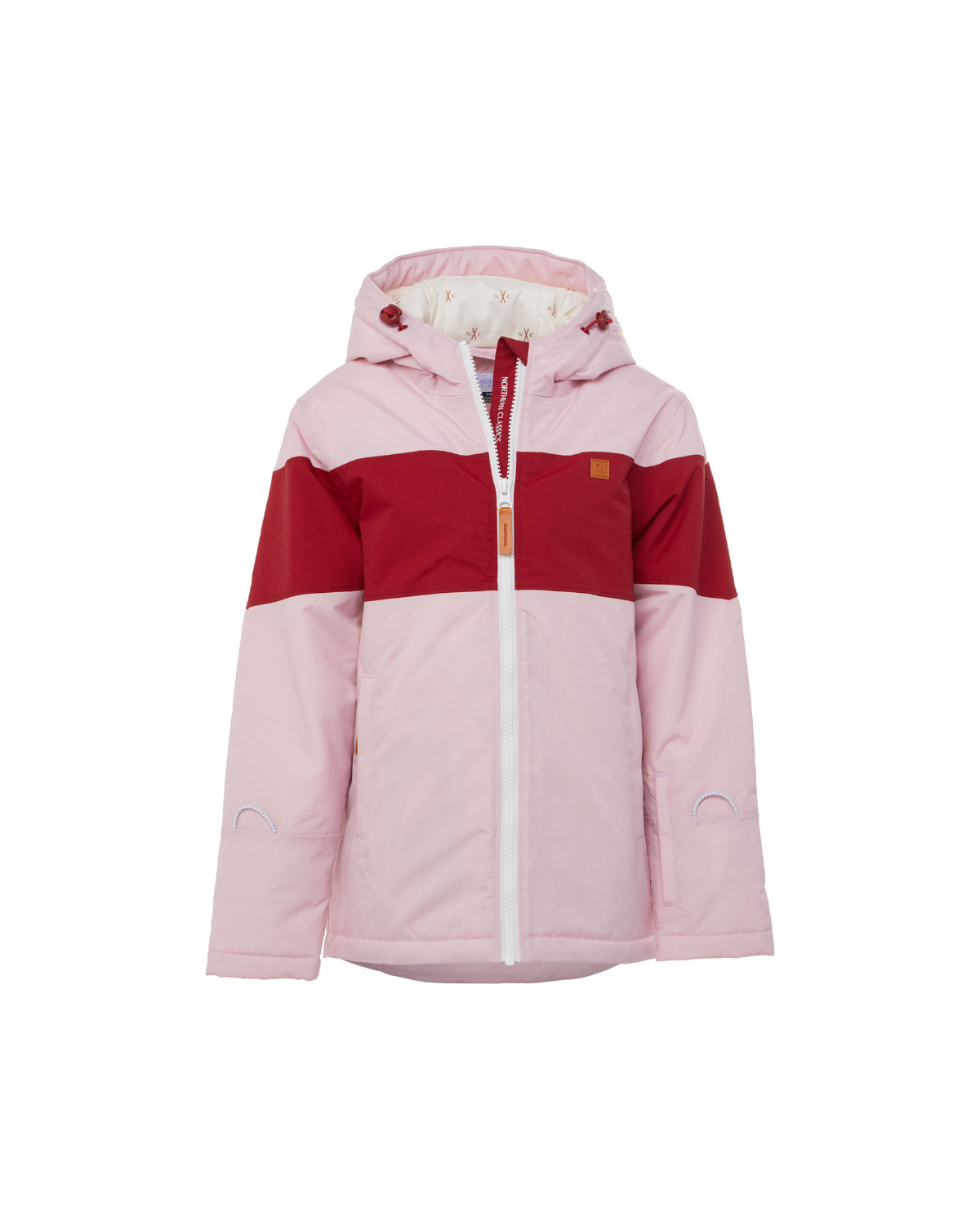 Kids Ballerina Pink Winter Coat with Red Rugby Stripe