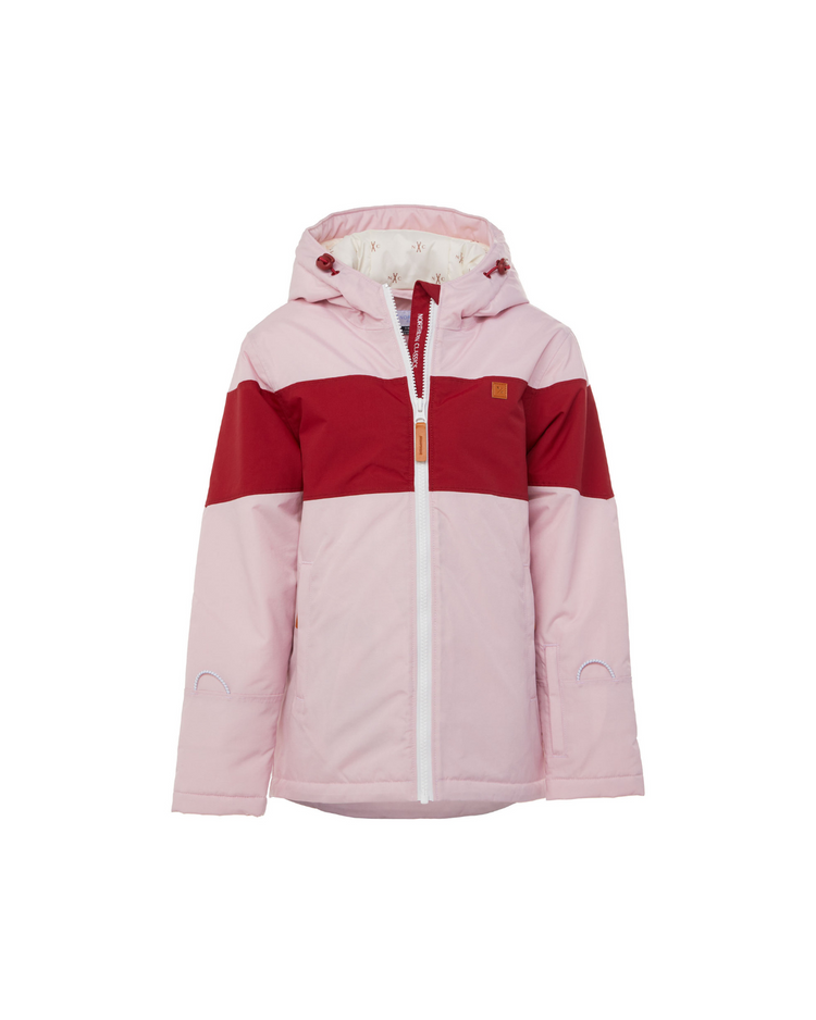 Kids Ballerina Pink Winter Coat with Red Rugby Stripe