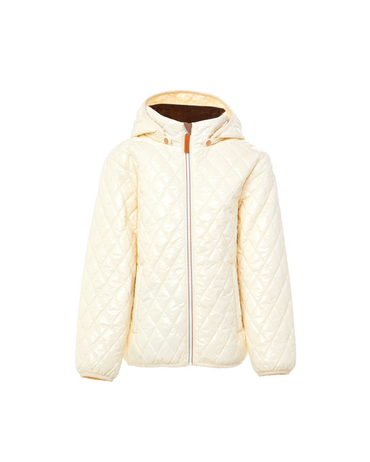 Kids Shiny Winter White Quilted Puffer Jacket