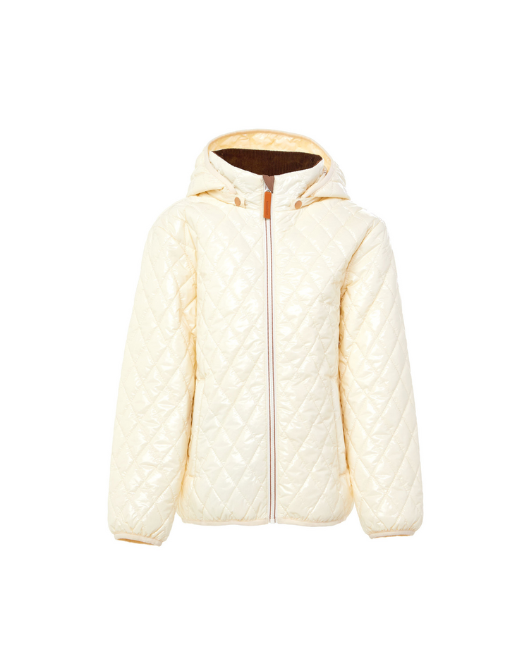 Kids Shiny Winter White Quilted Puffer Jacket
