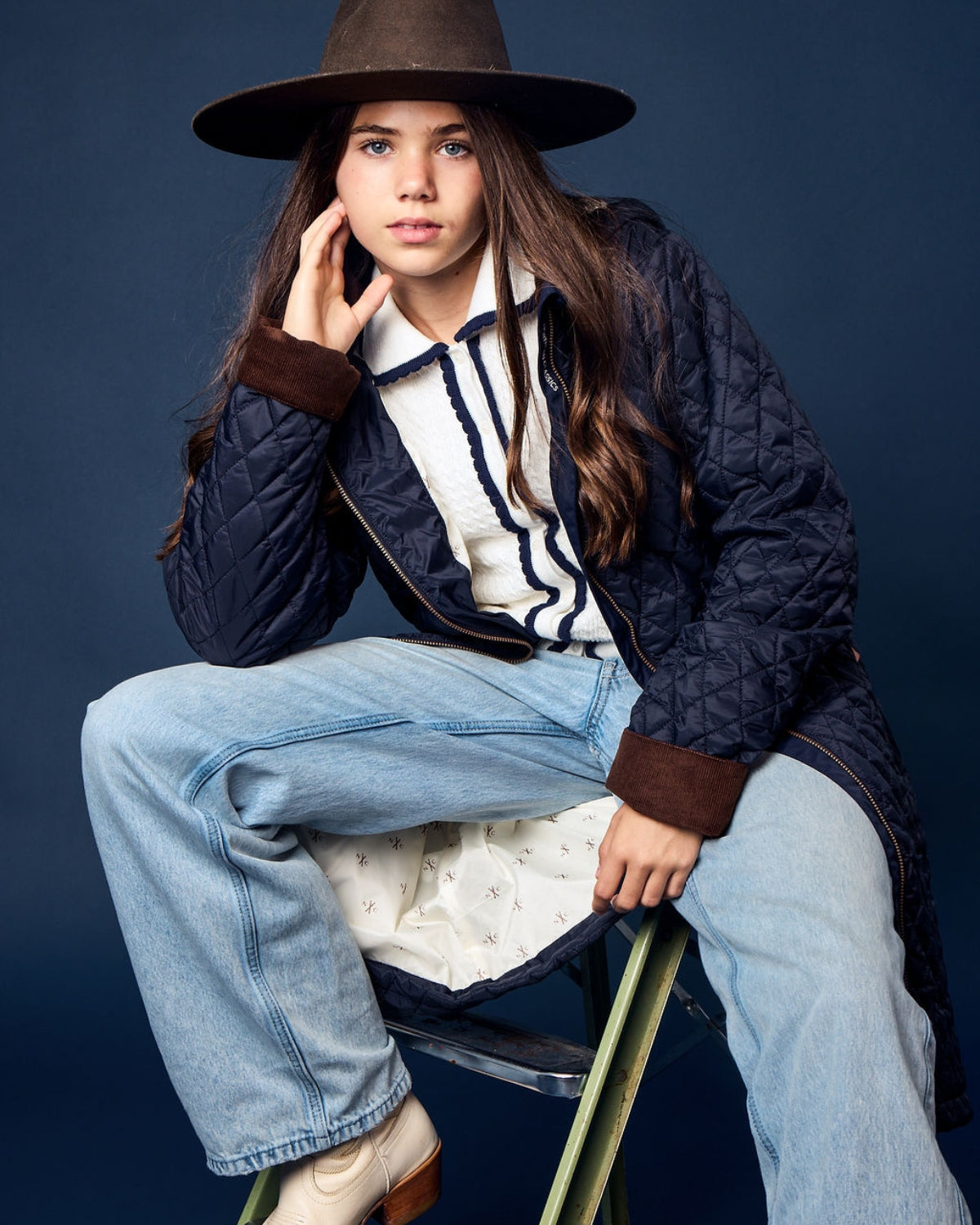 Women's Puffer Jacket in Navy Blue