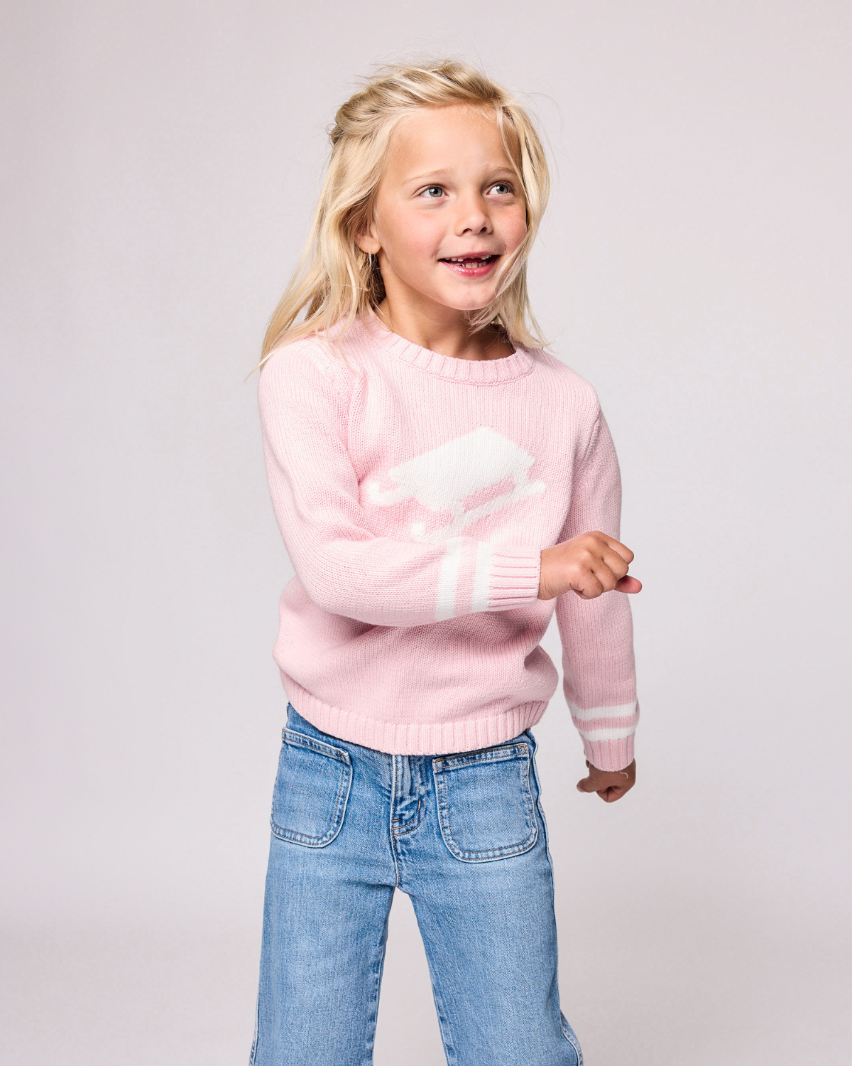 Kids Ballerina Pink Sled Sweater
