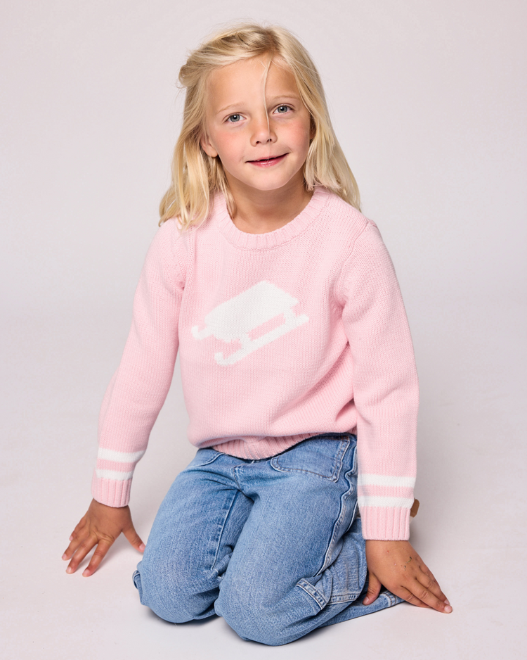 Kids Ballerina Pink Sled Sweater