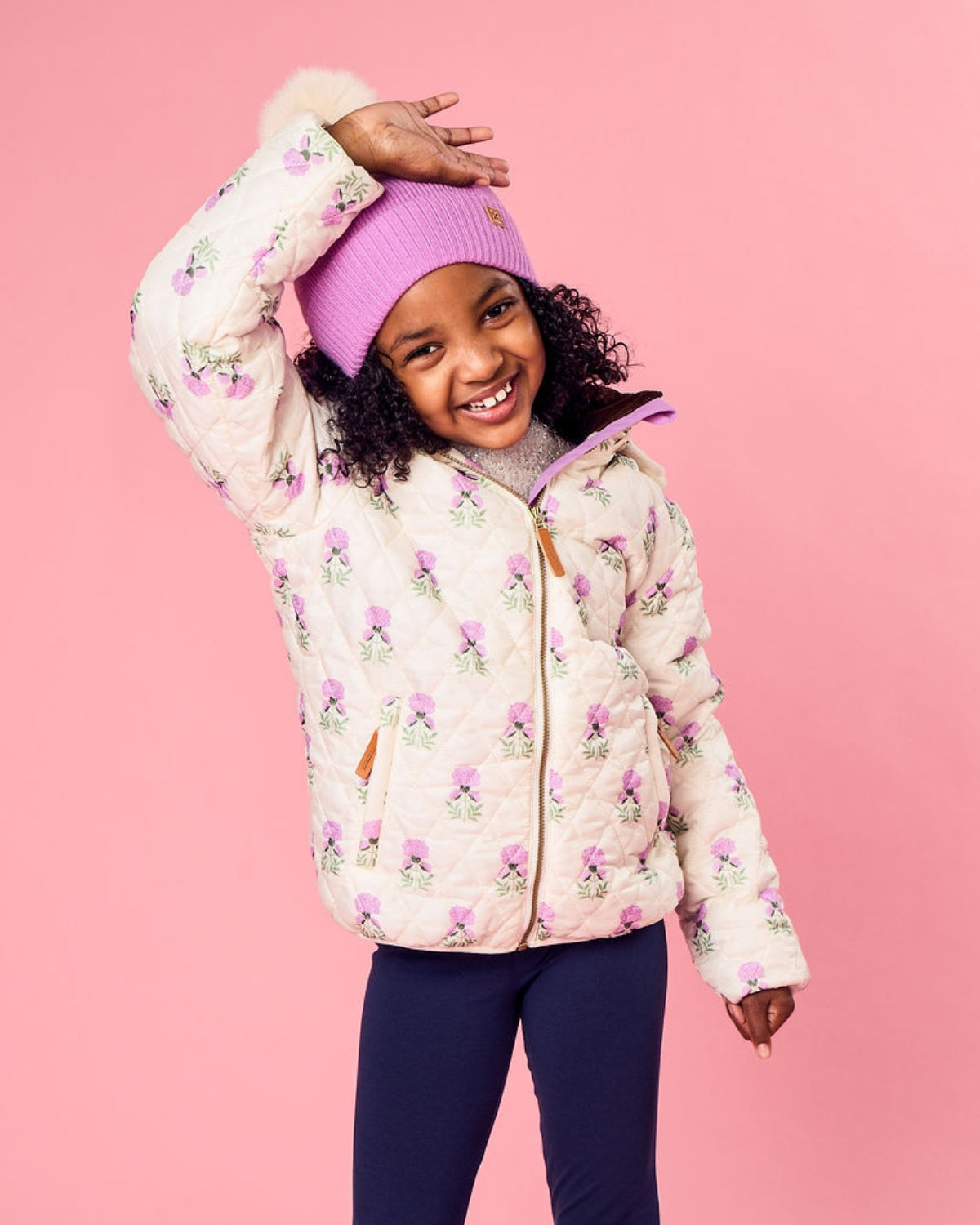 Kids Puffer Jacket in Winter White Marigold