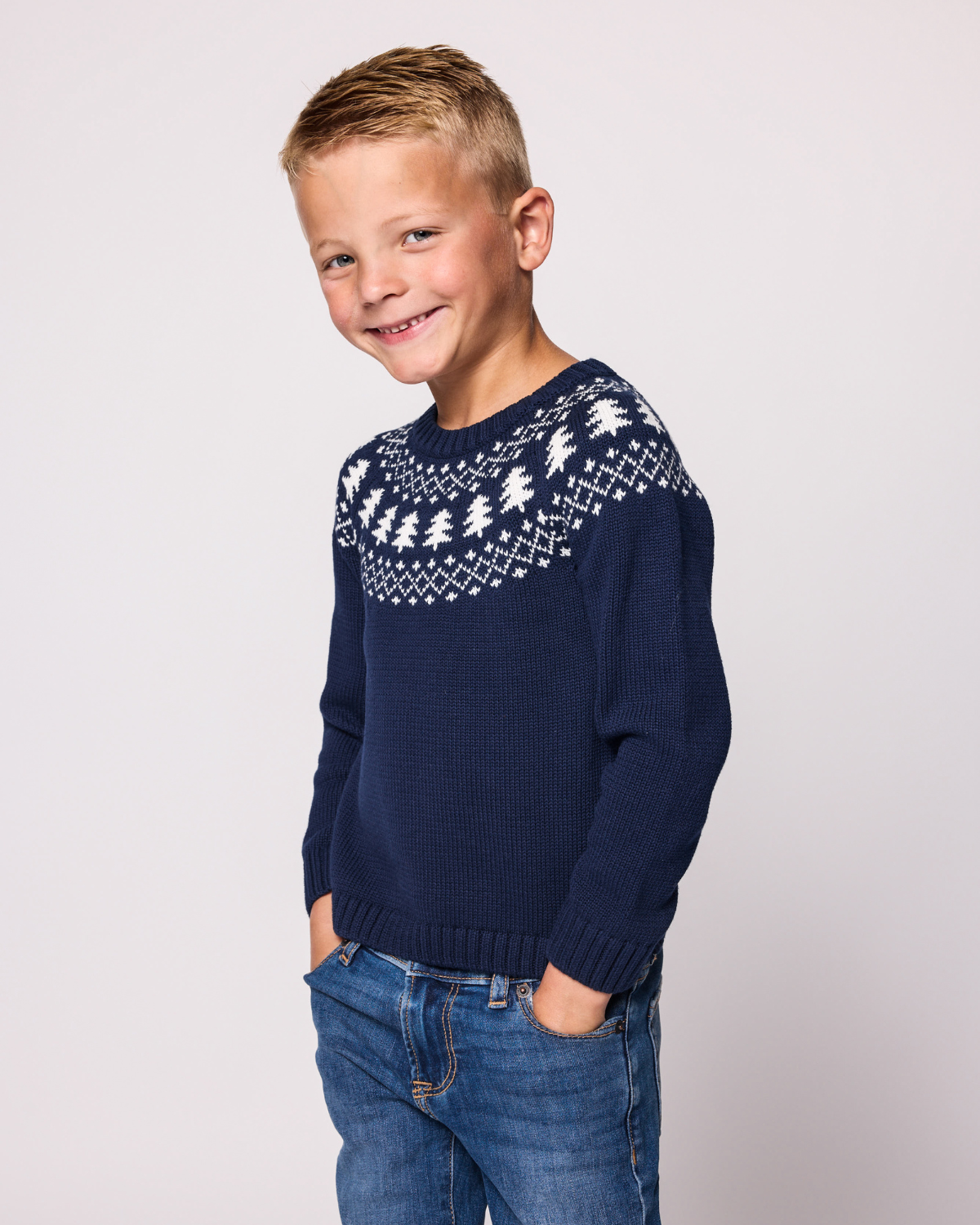 Kids Navy Fair Isle Sweater