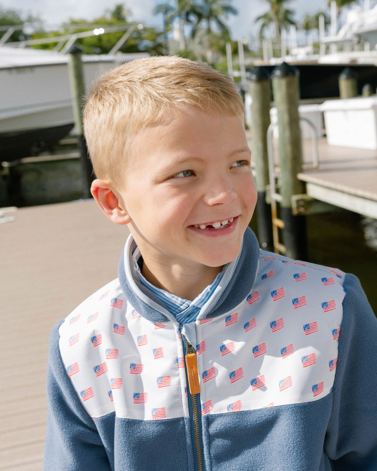 Kids Fleece Jacket in American Flag