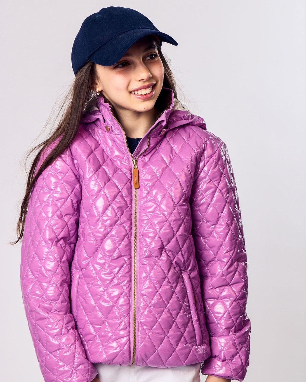 Kids Puffer Jacket in Hi-Gloss Pink Lavender