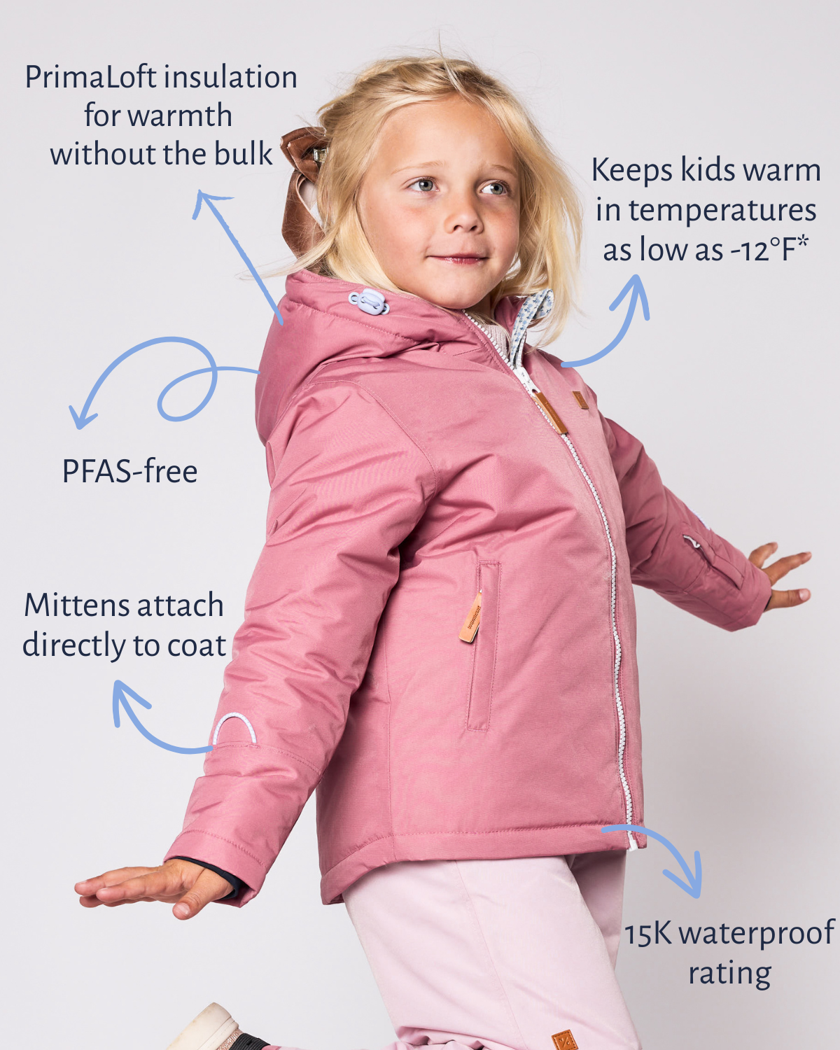 Kids Rose Pink Winter Coat
