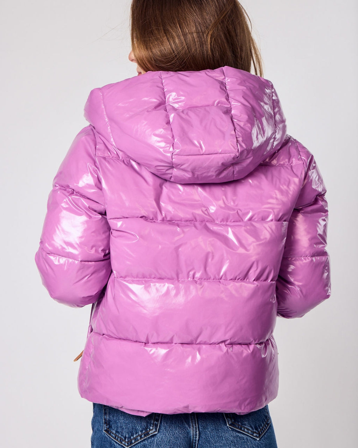 Women's Ultra Puff Coat in Hi-Gloss Pink Lavender