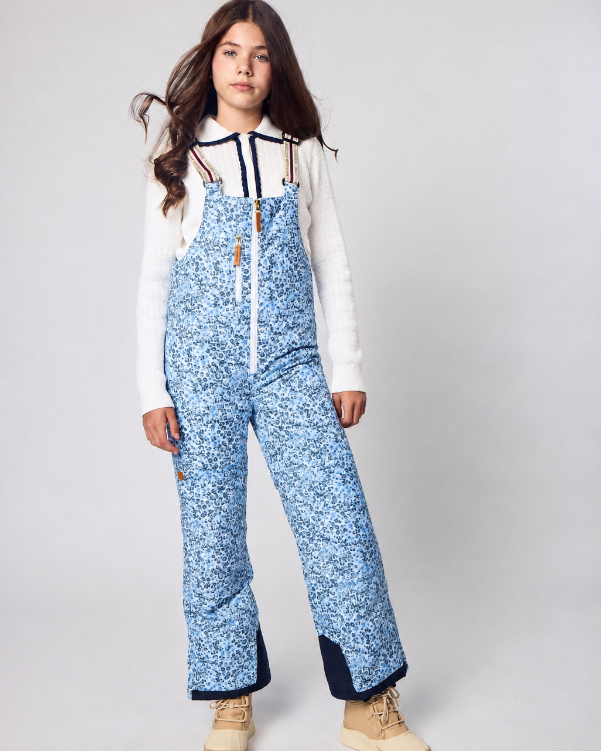 Kids Snow Pant in Blue Ditsy Floral
