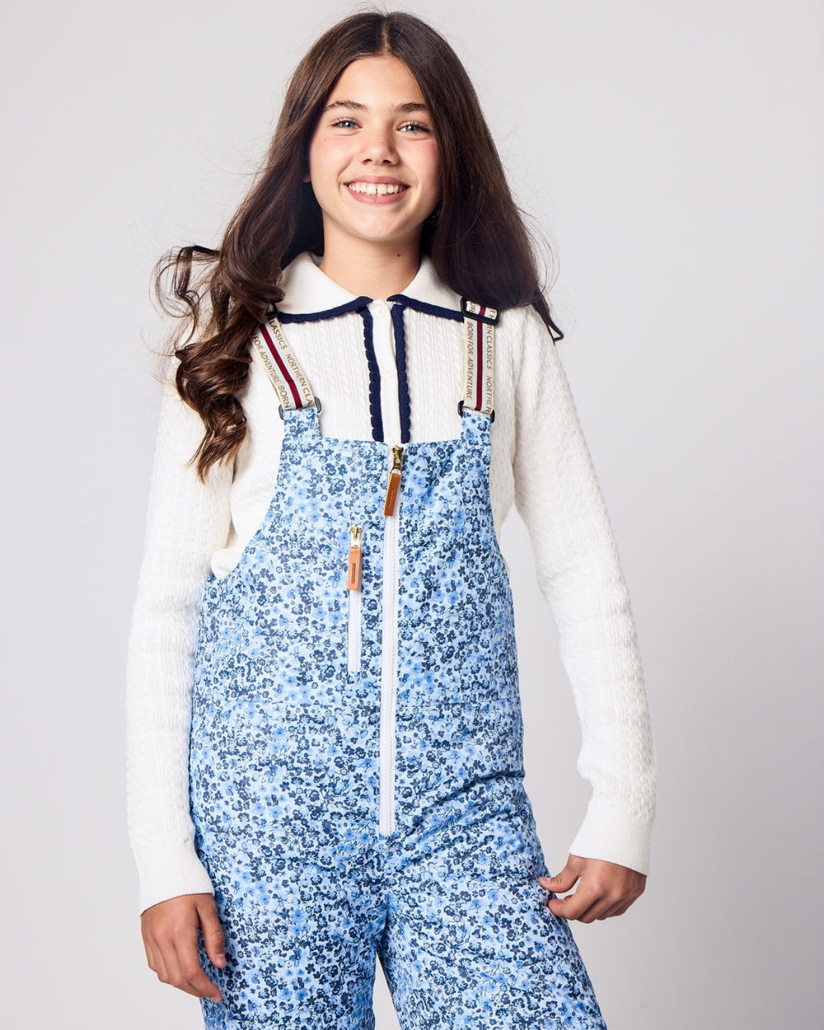 Kids Snow Pant in Blue Ditsy Floral