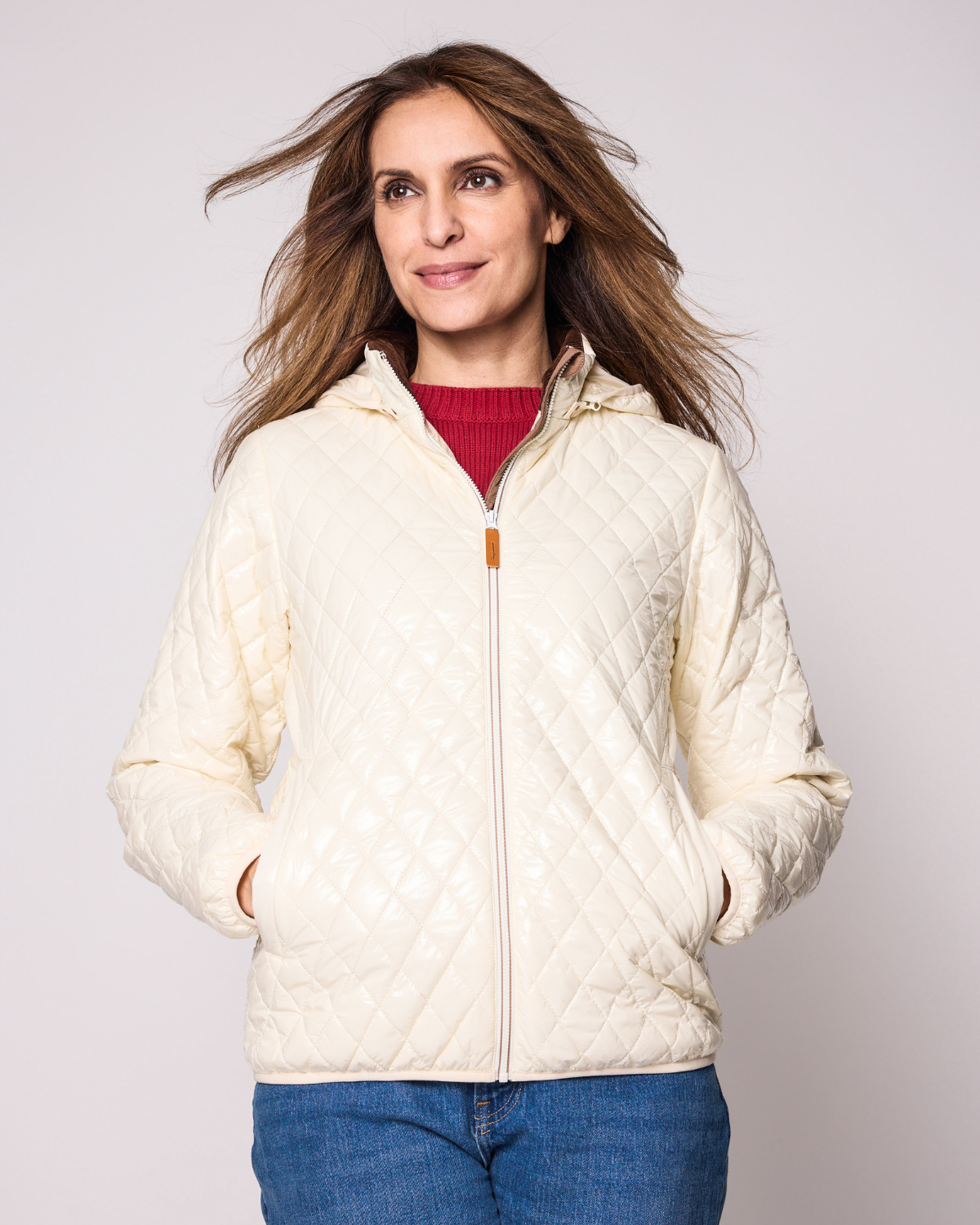 Women's Hi-Gloss Winter White Quilted Puffer Jacket