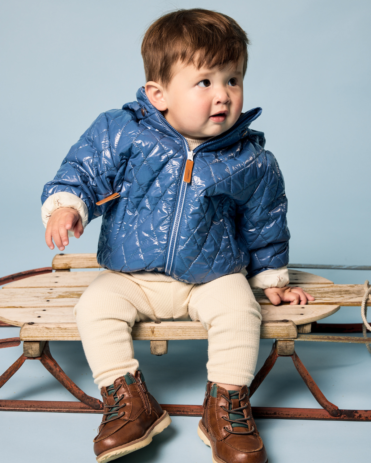 Kids Hi-Gloss Mountain Blue Puffer Jacket