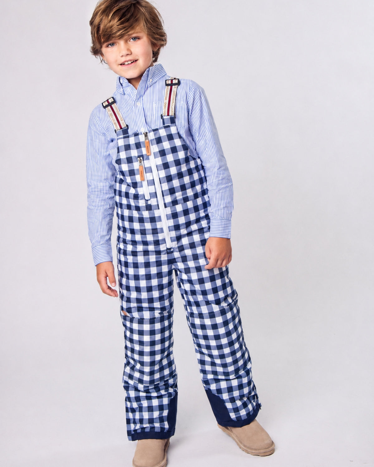 Kids Snow Pant in Navy Gingham