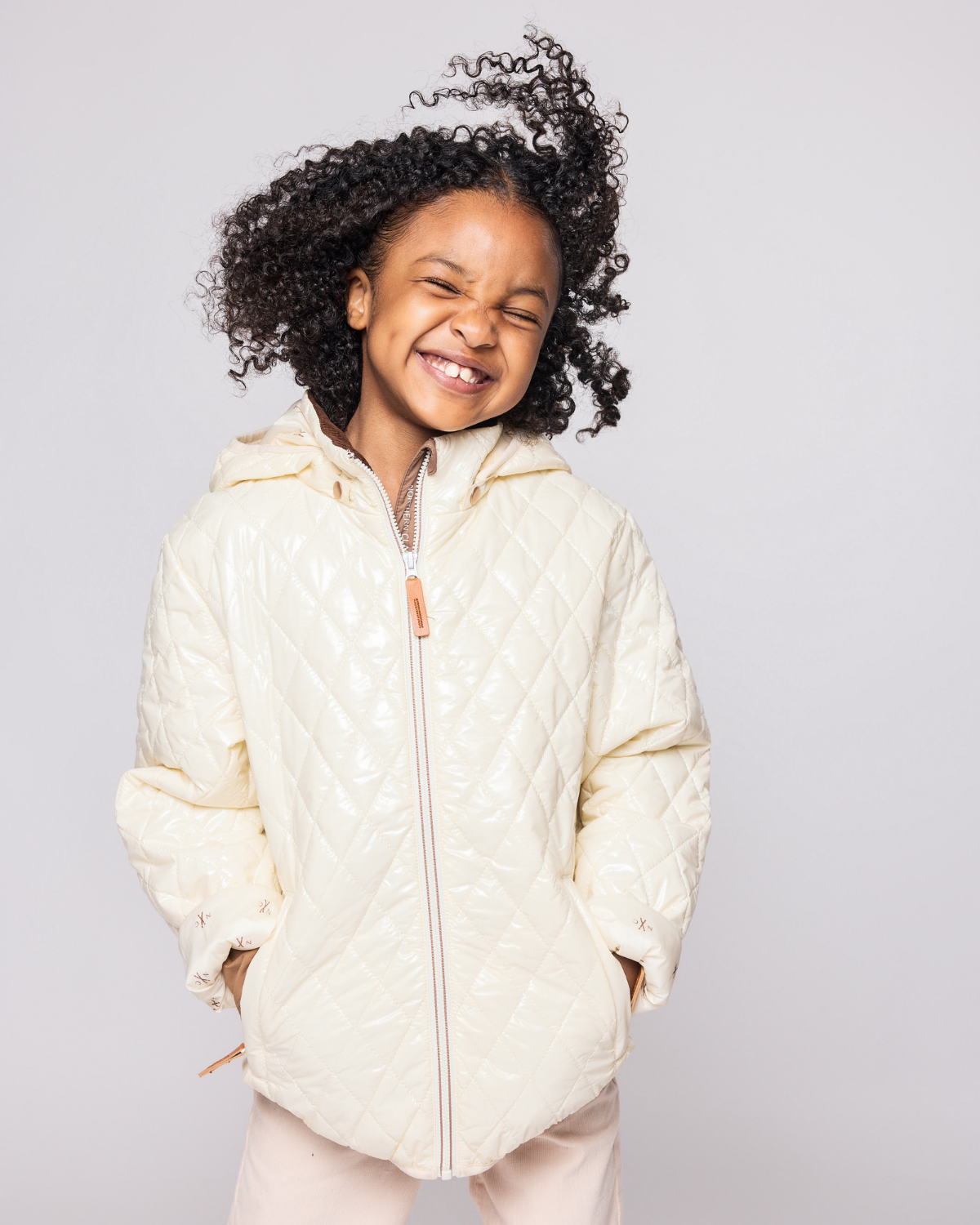 Kids Hi-Gloss Winter White Puffer Jacket